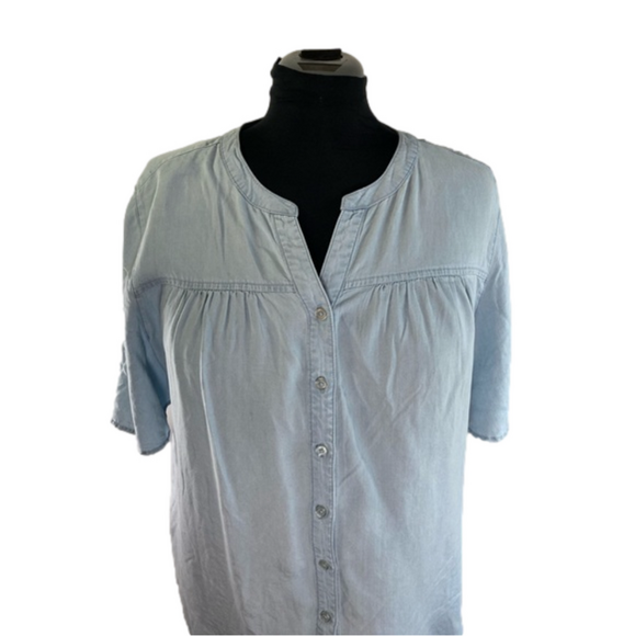 Chicos Blue Cutaway Neck Top NWOT Size 3 = 18/18 SKU0094 - Picture 2 of 8